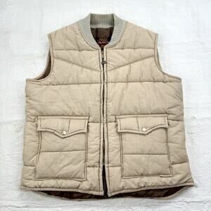 Vintage Walls Blizzard Pruf Down Zip Beige Puffer Vest Unisex Size Large
